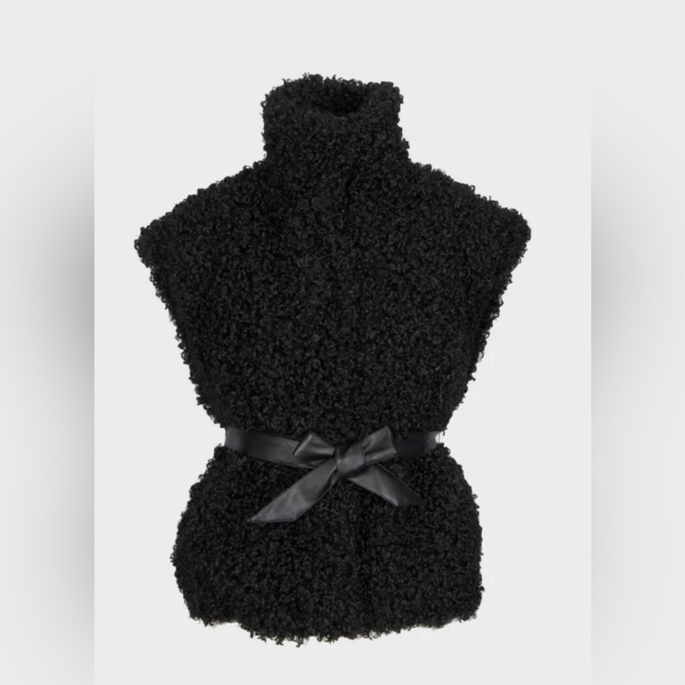 7 for all Mankind - BELTED SHEARLING VEST IN JET BLACK